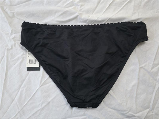NWOT Kenneth Cole Reaction M Hipster Bikini Swim Bottoms Rick Rack Black 130341