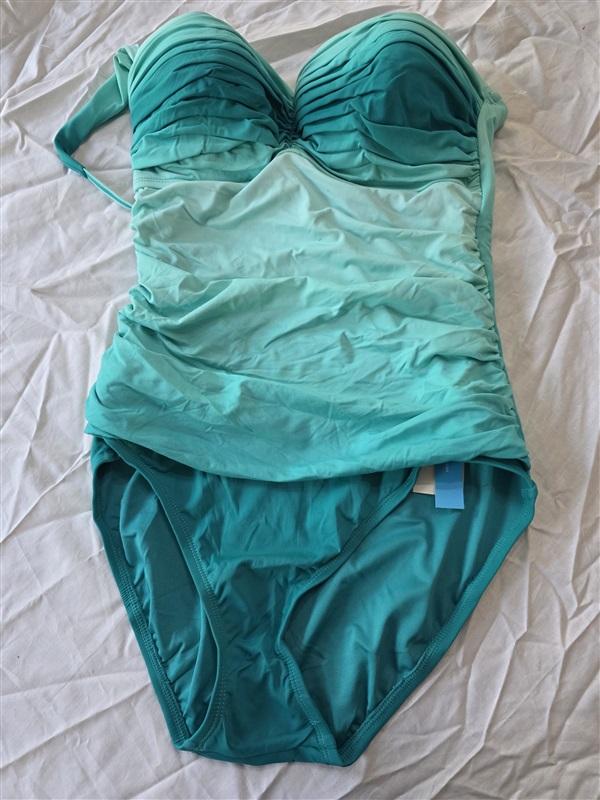 NWT Bleu Rod Beattie 8 Sea Dive Ombre Bandeau Mio 1PC Swimsuit130348