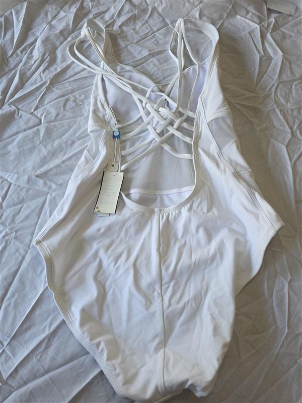 NWT Bleu Rod Beattie 12 Don't Mesh With Me Cross Back 1PC White 130357