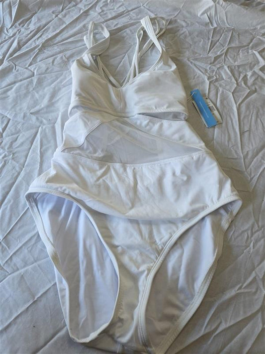 NWT Bleu Rod Beattie 12 Don't Mesh With Me Cross Back 1PC White 130357