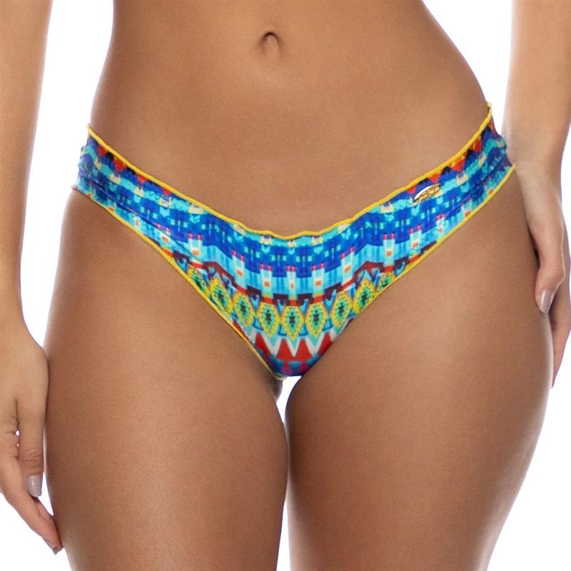 NWT Luli Fama Miami M TRIBAL BEACH Full Ruched Back Bottom 130365