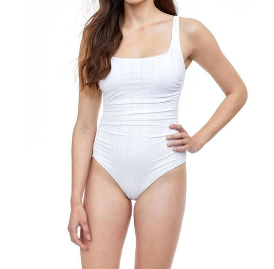 NWT Gottex 6 Rippled Scoop Neck Royal Blue 1PC Swimsuit 130366