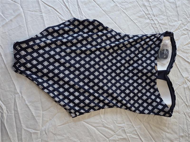 NWT Anne Cole 8 Shibori Geo Twist Shirred Swimsuit Bandeau 1PC Stripe 130367