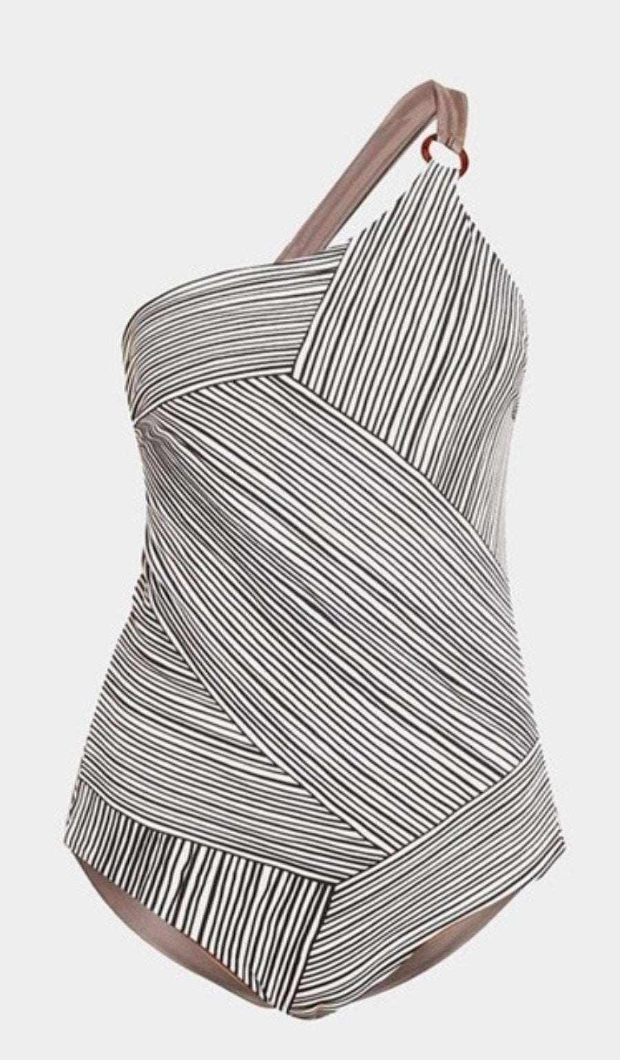 NWT Max Mara 8 Pecos Ring One-Shoulder Reversible One Piece Swimsuit 130370