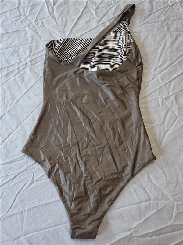 NWT Max Mara 8 Pecos Ring One-Shoulder Reversible One Piece Swimsuit 130370