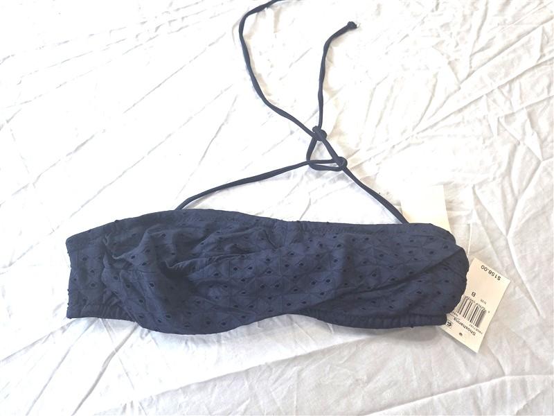 NWT Shoshanna B Bandeau Bikini Swim Top Twist Blue Eyelet 130375