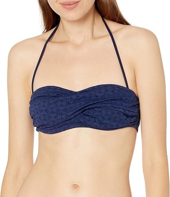 NWT Shoshanna B Bandeau Bikini Swim Top Twist Blue Eyelet 130375