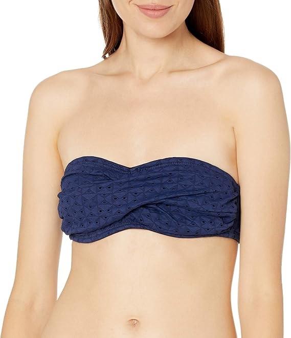 NWT Shoshanna B Bandeau Bikini Swim Top Twist Blue Eyelet 130375