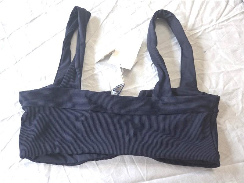NWT L*Space Anthropology S Lee Lee Ribbed Navy Blue Bikini Swim Top 130376