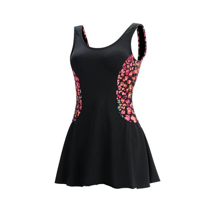 NWOT Dolfin 12 38 Jag Colorblock Black Floral Swimdress 130382