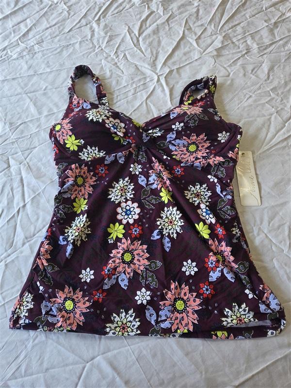 NWT Anne Cole 36D 34DD In Full Bloom Underwire Front Twist Tankini Top 130388