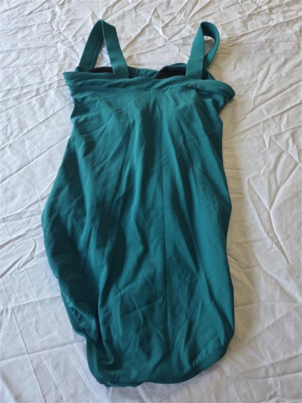 NWT Swim Solutions 8 Ruched Straight Neckline 1PC Teal Swimsuit 130389