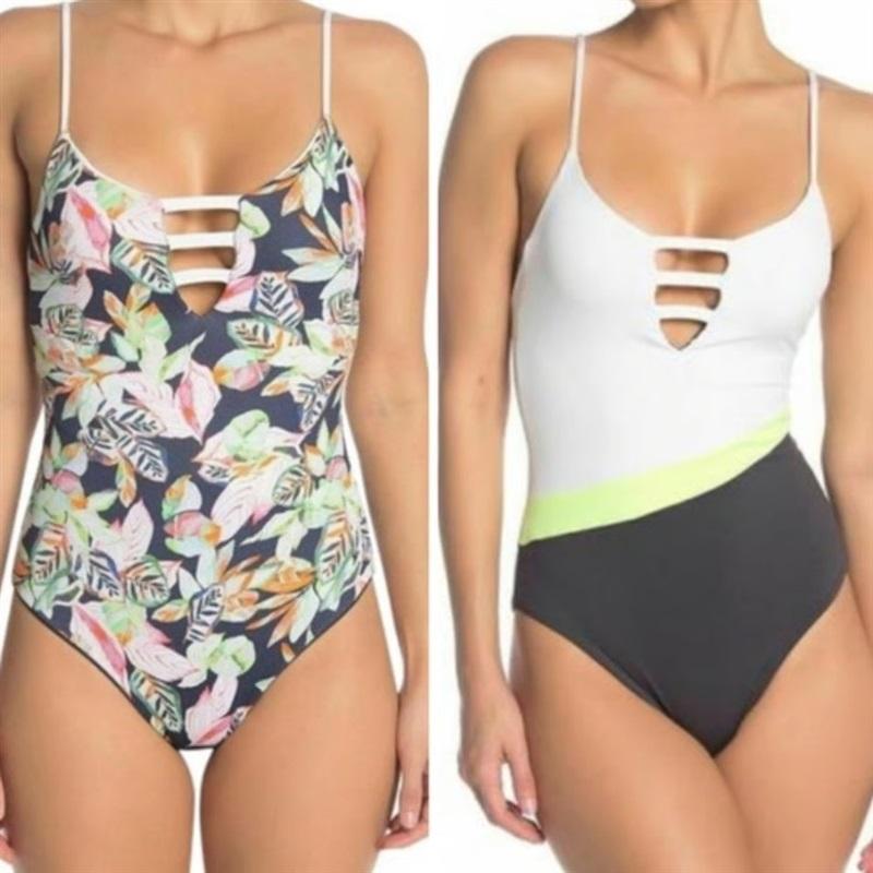 NWT Maaji L Black Forest Reversible Floral 1PC Swimsuit 130390