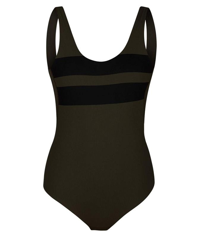 NWOT Hurley S Quick Dry Block Party Bodysuit Olive Green Black 130398