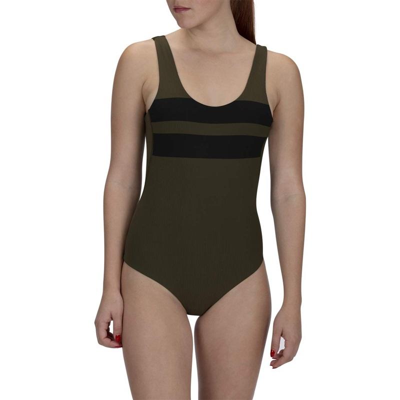 NWOT Hurley S Quick Dry Block Party Bodysuit Olive Green Black 130398