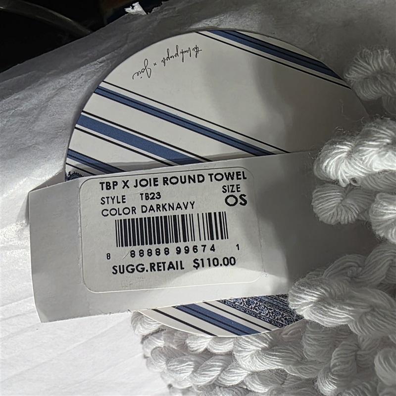 NWOTD The Beach People Joie Blue White Round Towel Fringe 130401