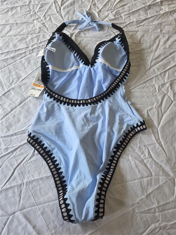 NWT Bar III SM Be Weave it Periwinkle Blue Silver Crochet Trim 1PC 130402