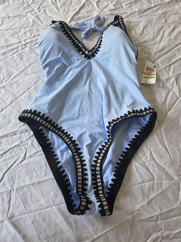 NWT Bar III SM Be Weave it Periwinkle Blue Silver Crochet Trim 1PC 130402