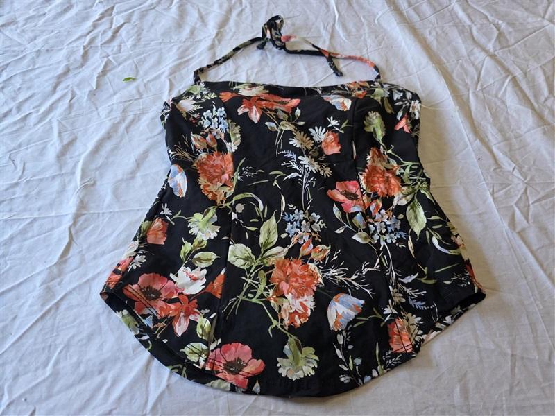 NWT Becca Virtue SM French Valley Floral Poppy Print Tankini Swim Top 130404