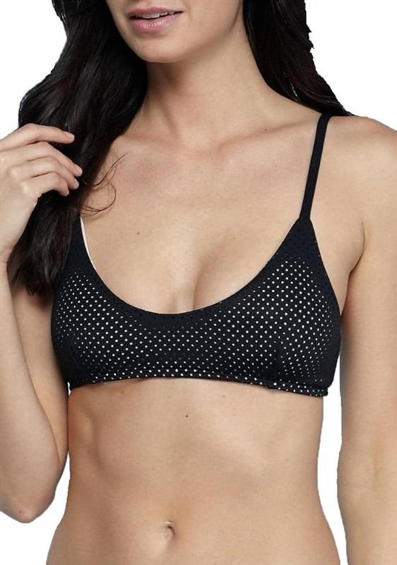 NWT Rachel Roy M Laser Cut Mesh Black Bikini Swim Top 130407