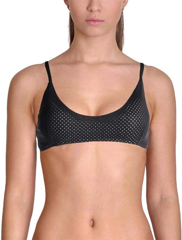 NWT Rachel Roy M Laser Cut Mesh Black Bikini Swim Top 130407