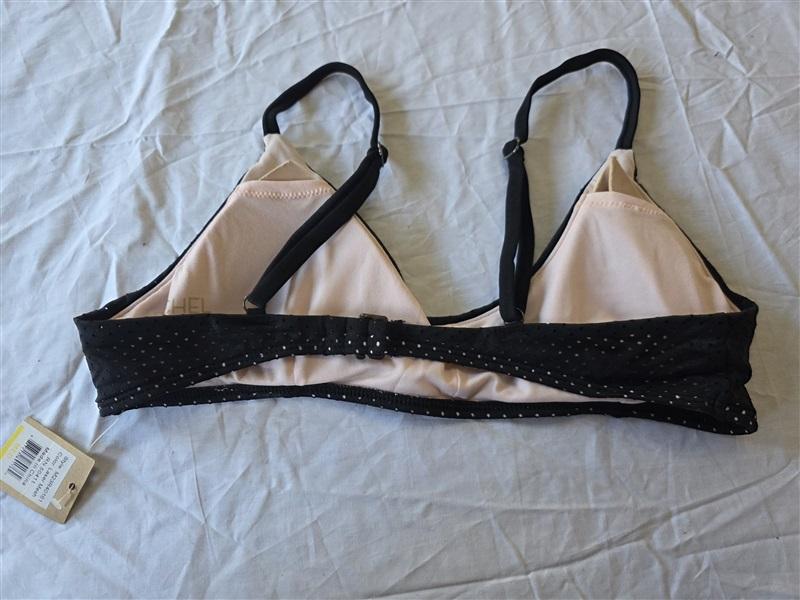 NWT Rachel Roy M Laser Cut Mesh Black Bikini Swim Top 130407