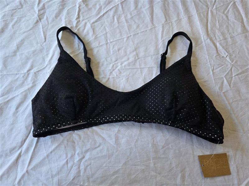 NWT Rachel Roy M Laser Cut Mesh Black Bikini Swim Top 130407