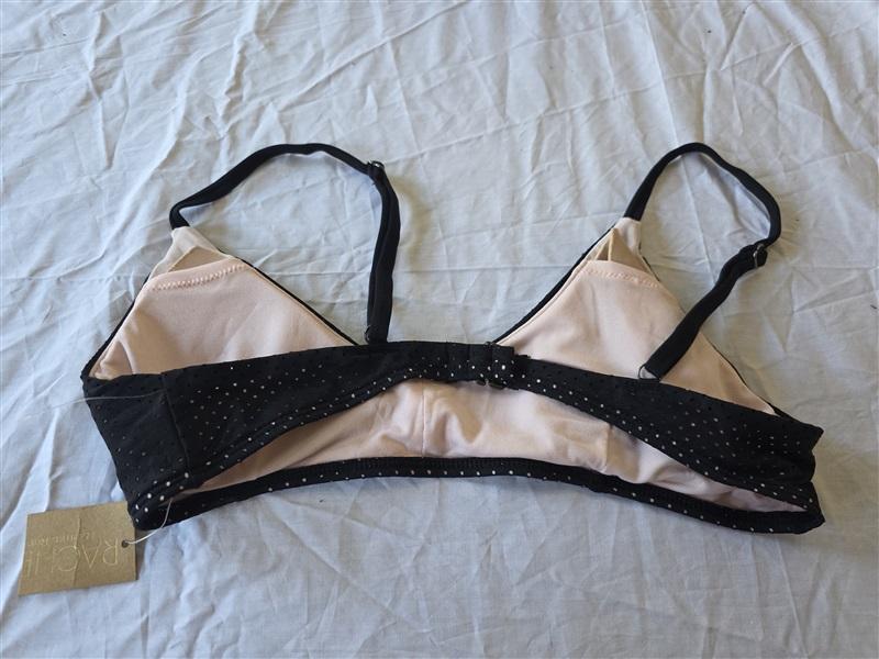 NWT Rachel Roy M Laser Cut Mesh Black Bikini Swim Top 130407