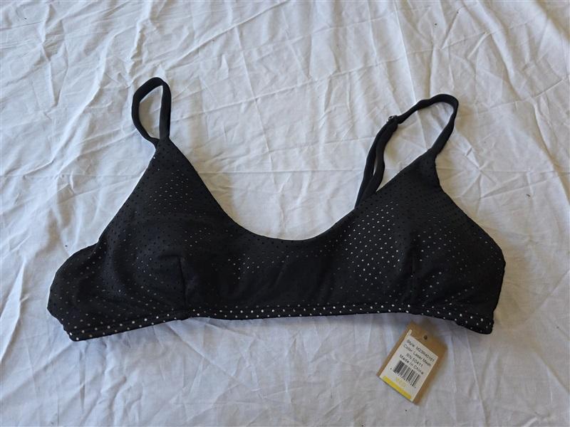 NWT Rachel Roy M Laser Cut Mesh Black Bikini Swim Top 130407