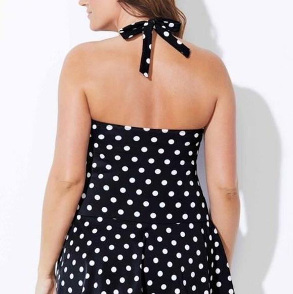 NWT Swimsuits for All 10 Sweetheart Polka Dot Tummy Control 1PC Dress 130408