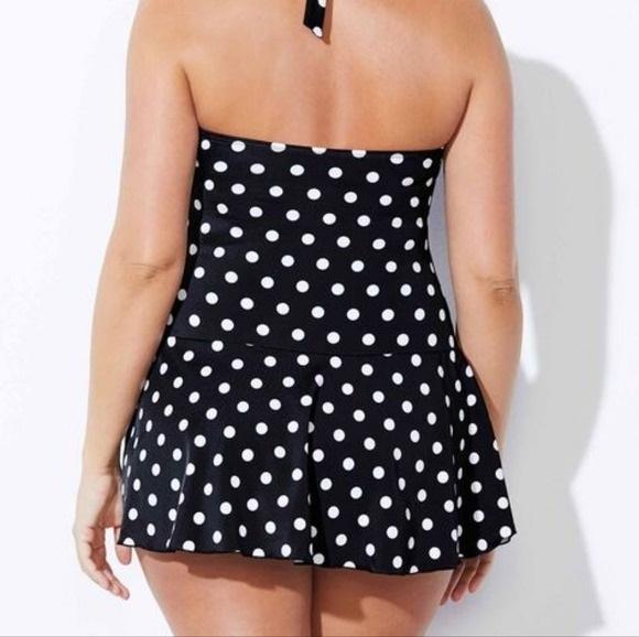 NWT Swimsuits for All 10 Sweetheart Polka Dot Tummy Control 1PC Dress 130408