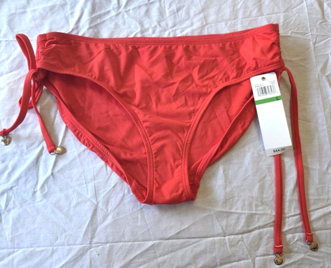 NWT Anne Cole L Coral Live In Color Alex Side Tie Bikini Bottom 130416