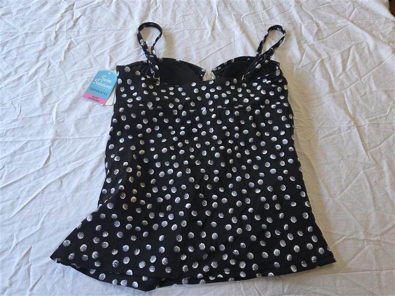 NWT Swim Solutions 14 Galactica Keyhole Hardware Tankini Swim Black 130422