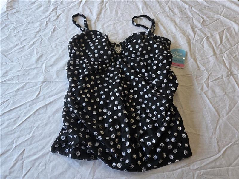 NWT Swim Solutions 14 Galactica Keyhole Hardware Tankini Swim Black 130422