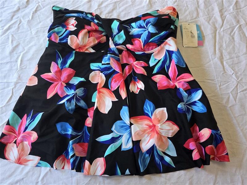 NWTD Swim Solutions 12 Fly Away Floral Twist Bandeau Tankini Swim Top 130423