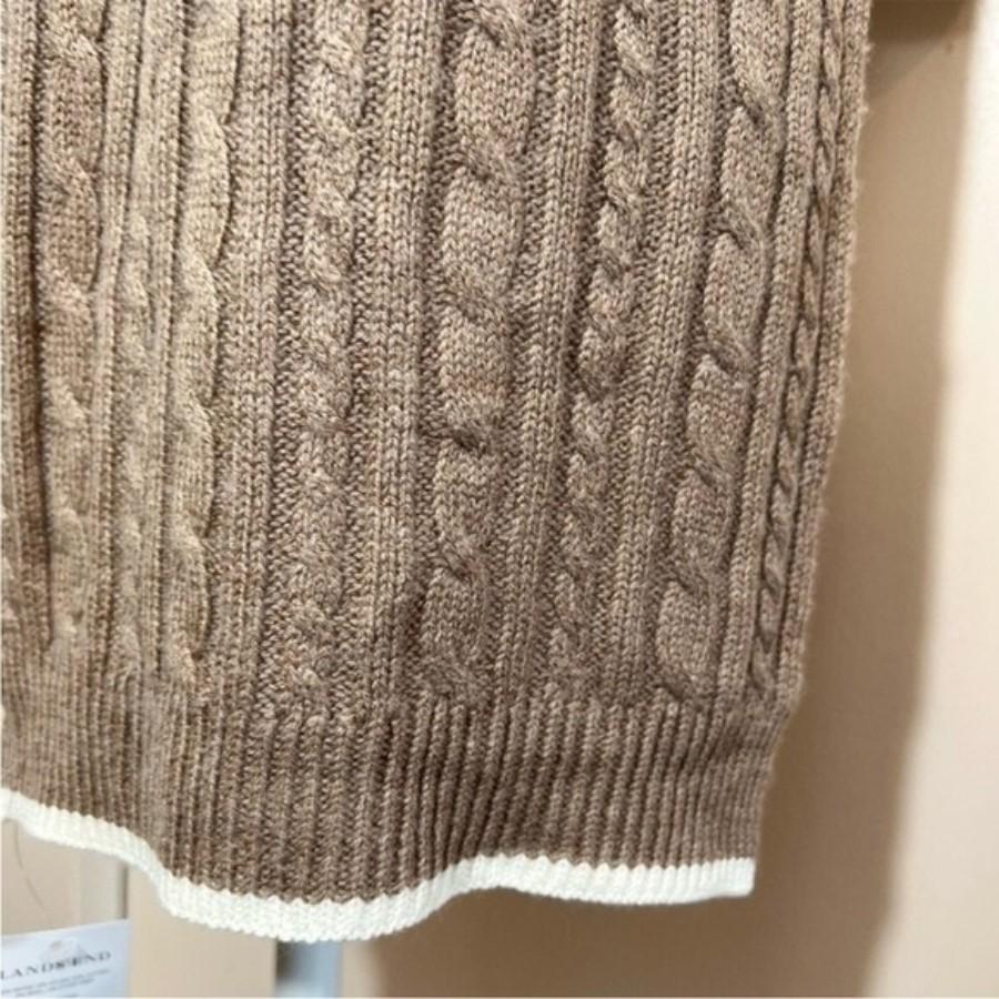 NWT Lands End Traveling Cable Rib Knit Scarf 10x70 Taupe 130427