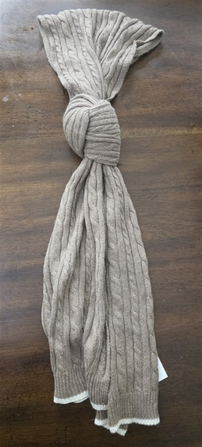 NWT Lands End Traveling Cable Rib Knit Scarf 10x70 Taupe 130427