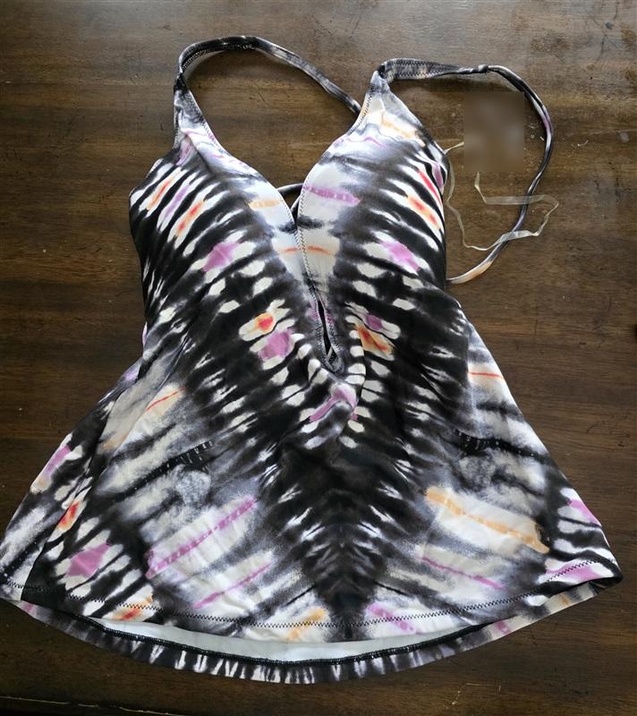 NWOT Bar iii M Tie Ink-Dyed Plunge-Neck Tankini Swim Top 130428