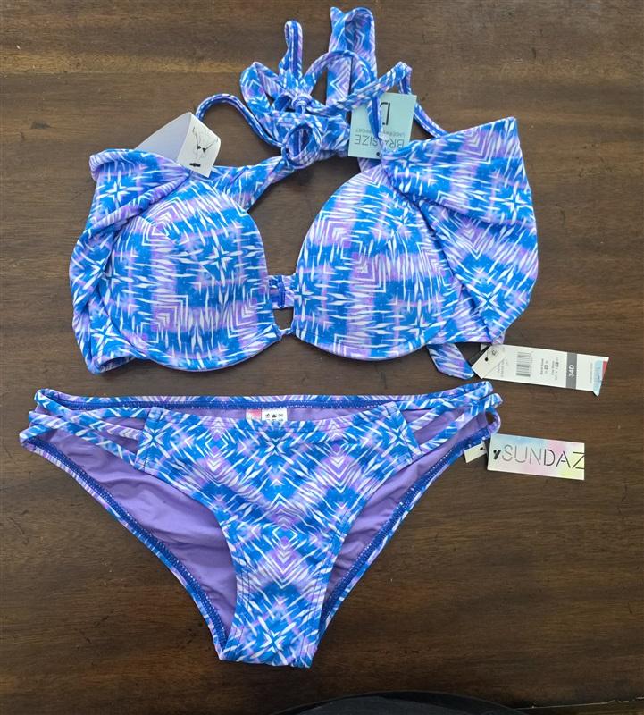 NWT Sundazed Simone Indigo-Go 34D Underwired Bikini Swim Top & Bottom 130430