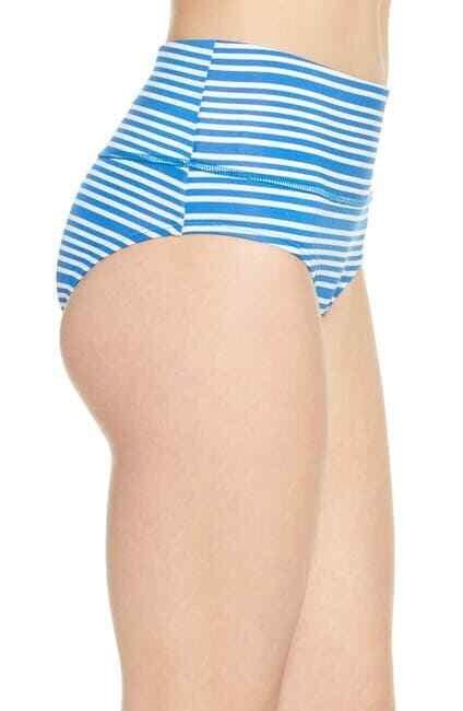 NWT Nike L Striped Mesh BATTLE BLUE Mesh High-Waist Bikini Swim Bottom 130434