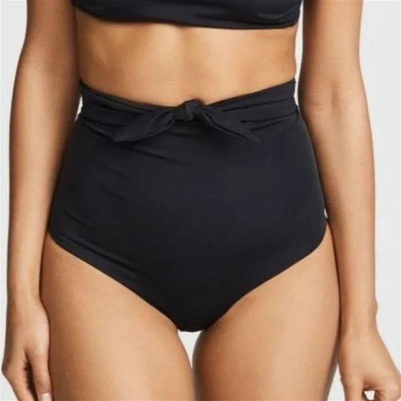 NWOT Mara Hoffman S Jay Black High Waist Tie-Front Bikini Bottoms 130436