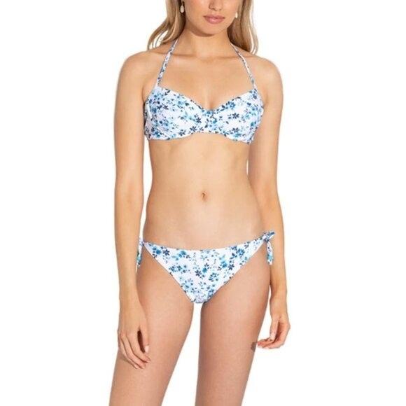 NWT Shoshanna M Starboard Floral Tie Side Bikini White & Blue 130441