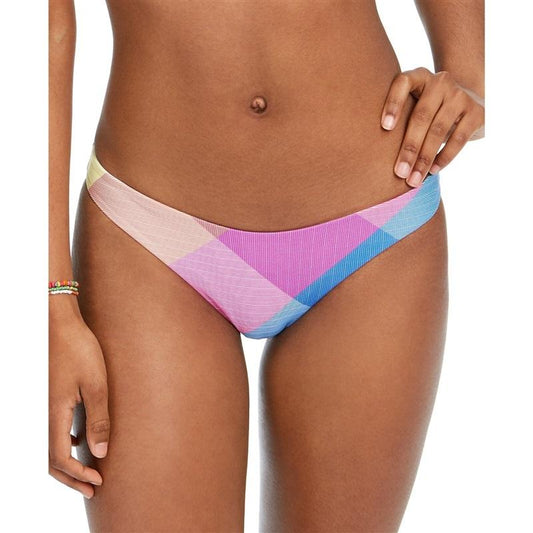 NWT O'Neill Clementinas L Pink & Blue Plaid Bikini Swim Bottom 130446