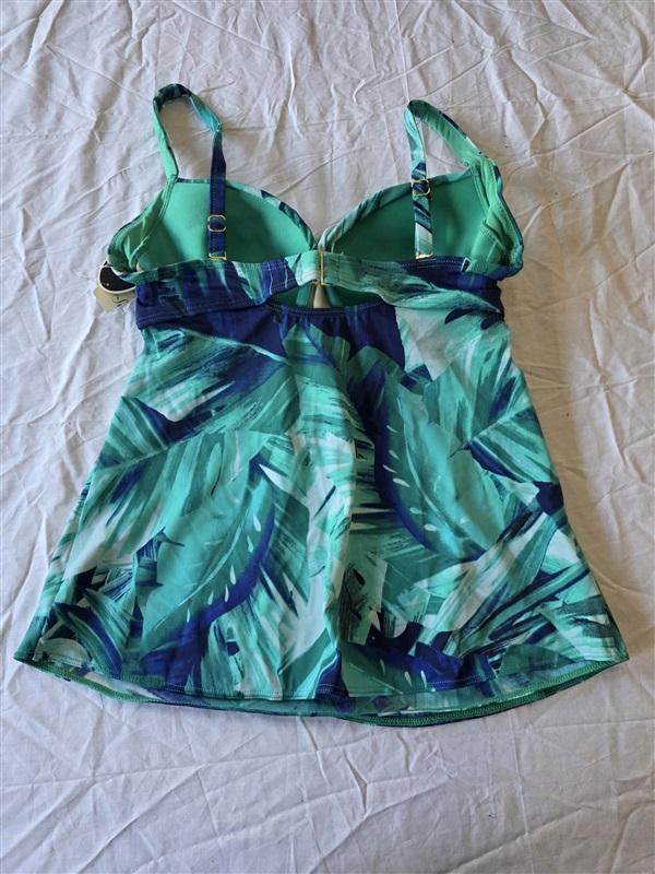 NWT Soma 34C Criss-Cross Padded Tankini Top Swimsuit Palm 130449