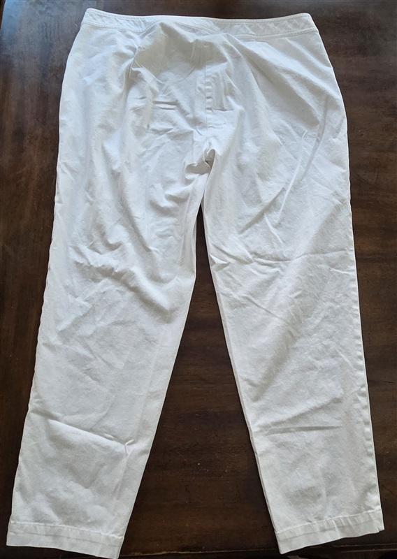 PO Eileen Fisher L Cotton Blend White Ankle Capri Pants 130451