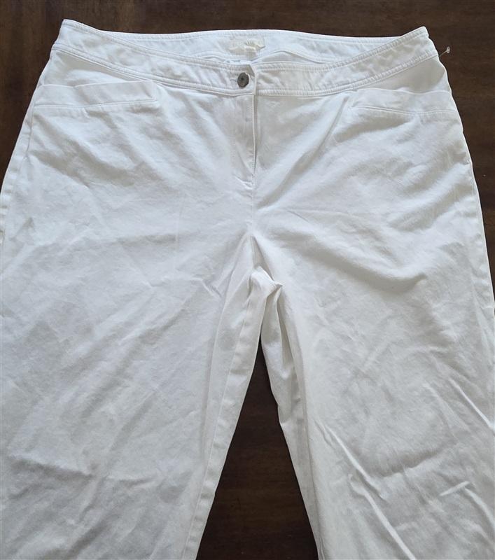 PO Eileen Fisher L Cotton Blend White Ankle Capri Pants 130451