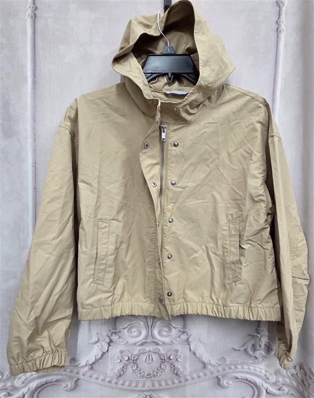 NWOT Gap Teen 12 Beige Recycled Long Sleeve Windbreaker Hoodie Jacket 127172