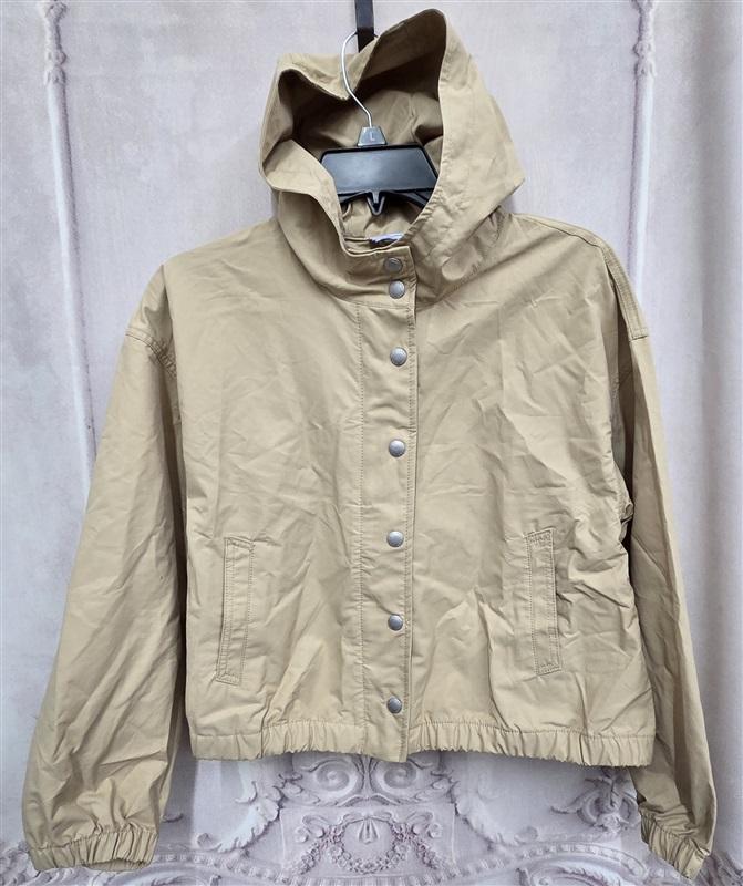 NWOT Gap Teen 12 Beige Recycled Long Sleeve Windbreaker Hoodie Jacket 127172