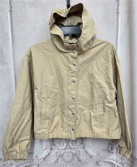 NWOT Gap Teen 12 Beige Recycled Long Sleeve Windbreaker Hoodie Jacket 127172