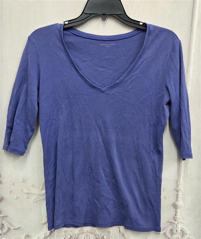 PO Eileen Fisher S V Neck 3/4 Sleeve Tee Shirt 130453